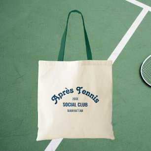 Retro Navy Après Tennis Social Club Grüner Griff Tragetasche