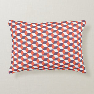 Retro Navy Blau Rotes Würfel Modernes Geometrische Dekokissen