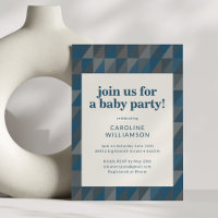 Retro Navy Blue Gray Geometric Baby Dusche