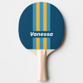 Retro Navy Blue Pin Stripes with Name Tischtennis Schläger