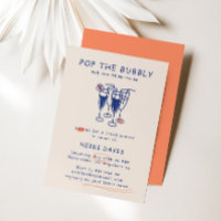 Retro Navy Blue Pop Das Bubbly Brautparty