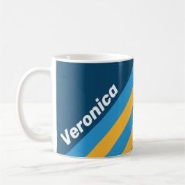 Retro Navy Blue Stripes with Name Kaffeetasse