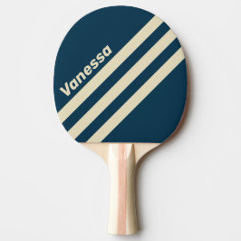 Retro Navy Fade Three Angled Striping with Name Tischtennis Schläger
