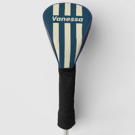 Retro Navy Fade Three Pin Stripes with Name Golf Headcover