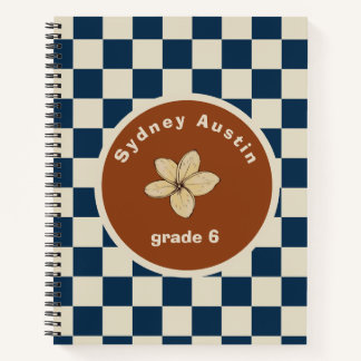 Retro-Navy-Karopad-Notebook mit individuellem Name Notizbuch