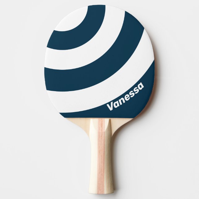 Retro Navy Three Circle Stripe with Name Tischtennis Schläger (Vorderseite)