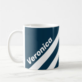 Retro Navy Three Stripes with Name Kaffeetasse