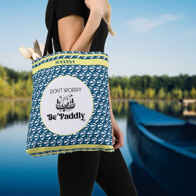 Retro Navy Water Pattern Canoe Otter Individuelle  Tasche (Von Creator hochgeladen)