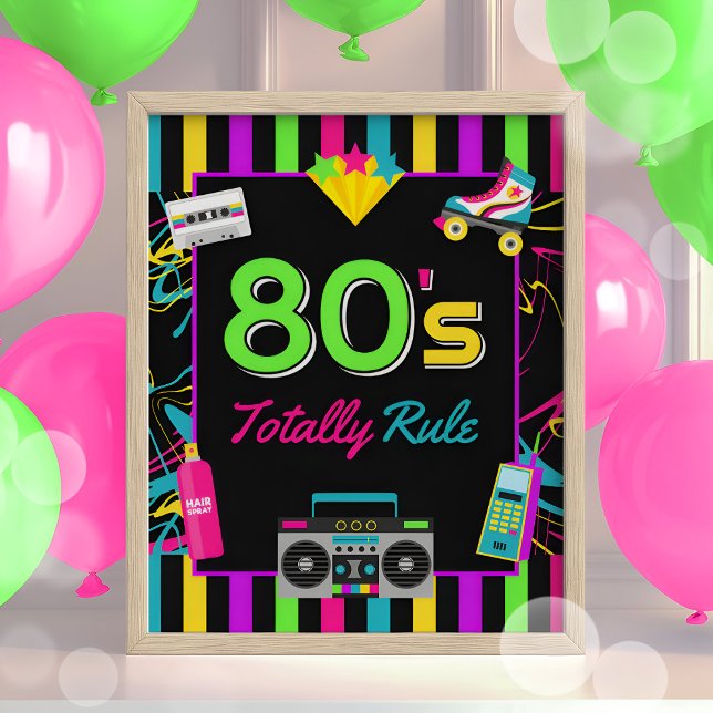 Retro Neon 80er Totally Rule Party Signature Poster (Von Creator hochgeladen)