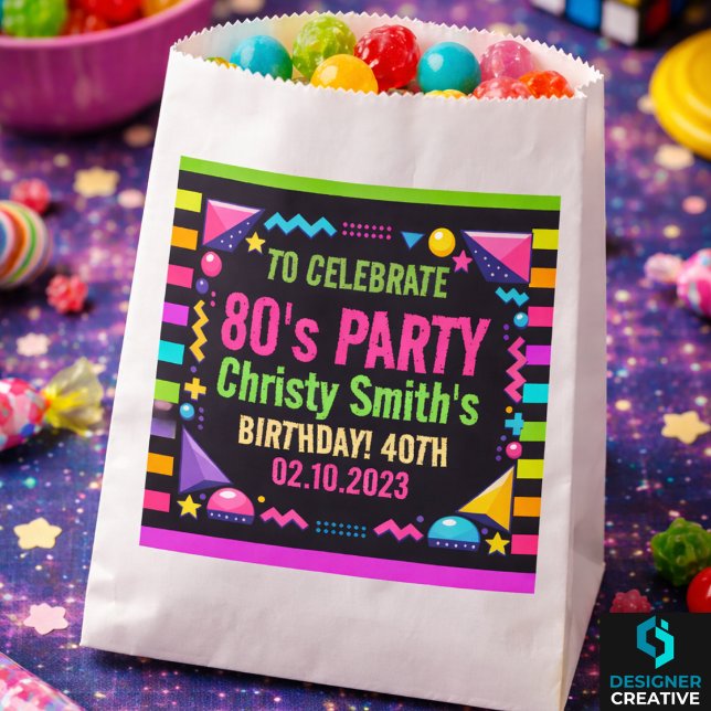 Retro Neon 80s Birthday Party Geschenktütchen (Retro Neon 80s Birthday Party Favor Bag
)