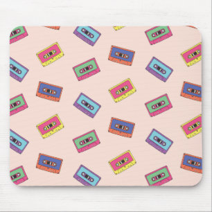 Retro Neon Audio-Kassettenbandmuster Mousepad