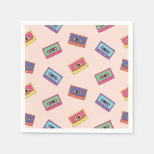 Retro Neon Audio-Kassettenbandmuster Serviette