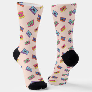 Retro Neon Audio-Kassettenbandmuster Socken