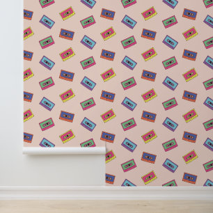 Retro Neon Audio-Kassettenbandmuster Tapete