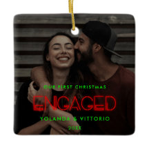 Retro Neon beleuchtet Erste Weihnachten verlobt