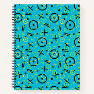 Retro Neon Blue Doodle Muster der 80er/90er Notizbuch