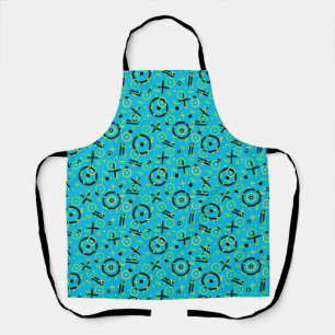 Retro Neon Blue Doodle Muster der 80er/90er Schürze