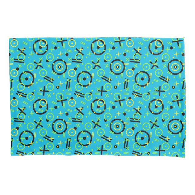 Retro Neon Blue Pattern der 80er/90er Jahre Kissenbezug (Vorderseite)