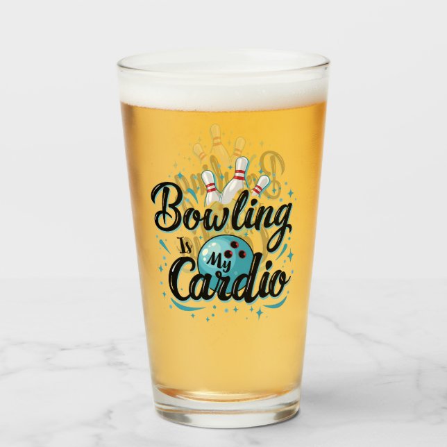Retro Neon "Bowling Is My Cardio" Funny Bowling Glas (Vorne (Gefüllt))