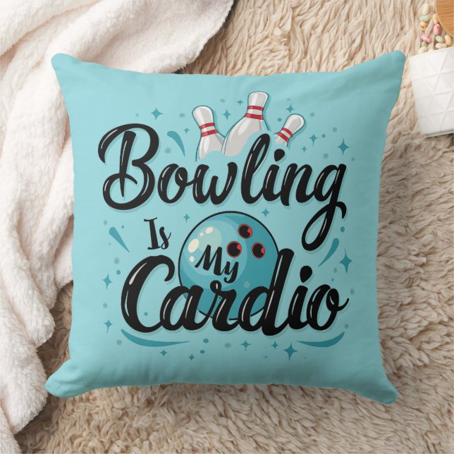 Retro Neon "Bowling Is My Cardio" Funny Bowling Kissen (Decke)