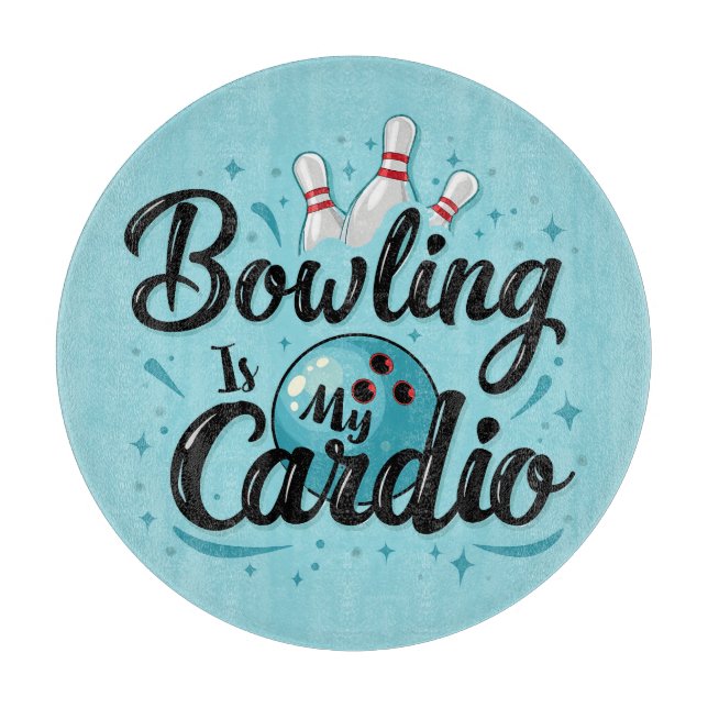 Retro Neon "Bowling Is My Cardio" Funny Bowling Schneidebrett (Vorderseite)