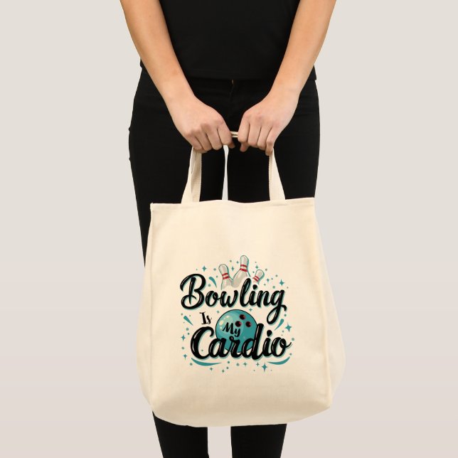 Retro Neon "Bowling Is My Cardio" Funny Bowling Tragetasche (Vorderseite (Produkt))