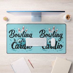 Retro Neon "Bowling ist mein Cardio" Lustiges Bowl Schreibtischunterlage