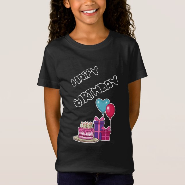 Retro Neon Bubble Text Happy Birthday  T-Shirt (Vorderseite)
