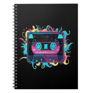 Retro Neon Cassette Tape mit lebhaftem Splash Notizblock