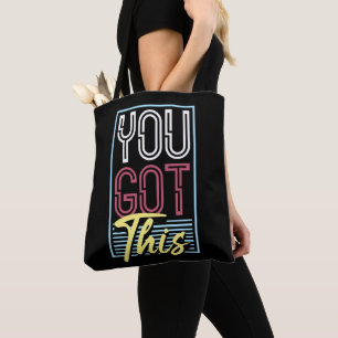 Retro-Neon-"Du Schaffst Das"-Motiv-Typografie Tasche