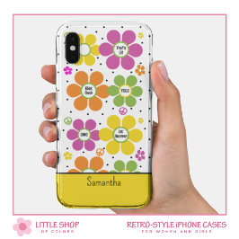 Retro Neon Floral Blume Power Mit Monogramm Case-Mate iPhone Hülle