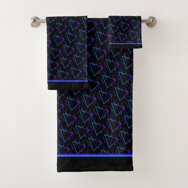 Retro Neon Geometric Muster 2 Badhandtuch Set (Insitu)