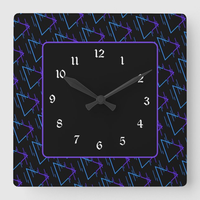Retro Neon Geometric Muster 2 Quadratische Wanduhr (Vorderseite)
