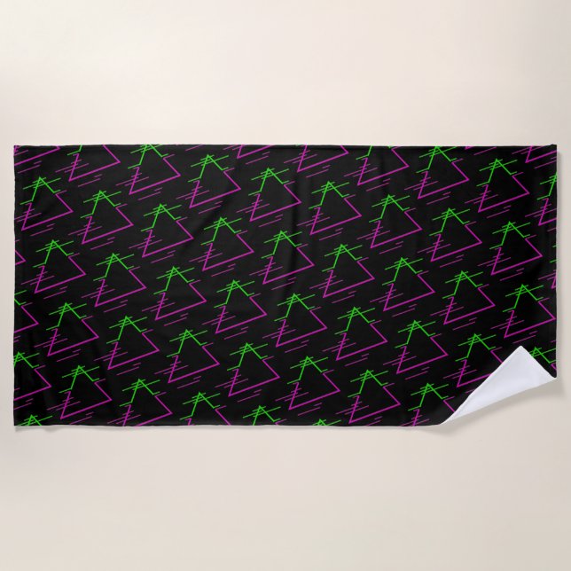 Retro Neon Geometric Muster Strandtuch (Vorderseite)