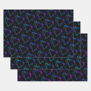 Retro Neon Geometric Pattern Collection Geschenkpapier Set