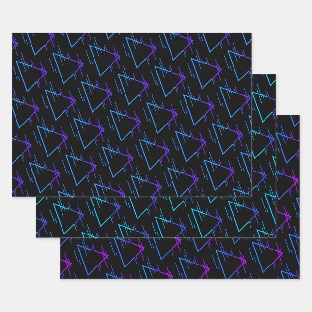 Retro Neon Geometric Pattern Collection Geschenkpapier Set (Set)