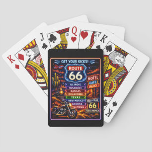 Retro-Neon-Get-Your-Kicks-Route-66-Kartenspiel Spielkarten