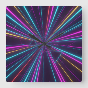 Rétro Neon Horloge murale - 80s Conception futuris