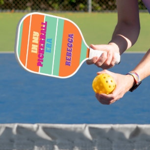 Retro-Neon-Individuelle Orange-Grüne Streifen Pickleball Schläger
