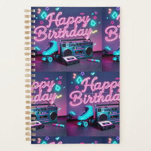 Retro neon Joyeux Anniversaire signe en rose et tu