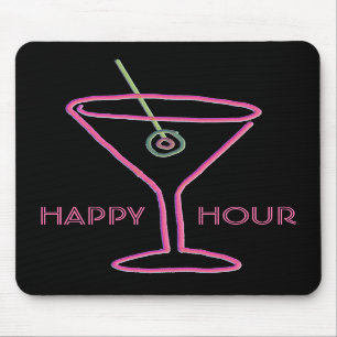 Retro-Neon-Martini-Happy-Hour-Mauspad Mousepad
