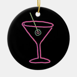 Retro-Neon-Martini-Happy-Hour-Ornament Keramikornament