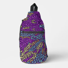 Retro Neon Maze Pattern - Arcade Ästhetik Crossbody Bag