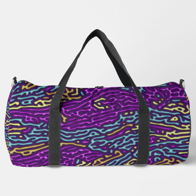 Retro Neon Maze Pattern - Arcade Ästhetik Duffle Bag (Vorderseite)