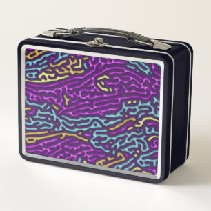 Retro Neon Maze Pattern - Arcade Ästhetik Metall Brotdose