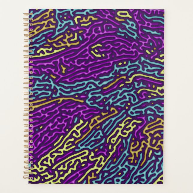 Retro Neon Maze Pattern - Arcade Ästhetik Planer (Vorderseite)