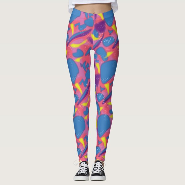 Retro-Neon-Multicolor Leggings (Vorderseite)