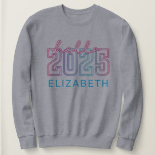 Retro Neon Neujahr 2025 Vibes Gray Sweatshirt