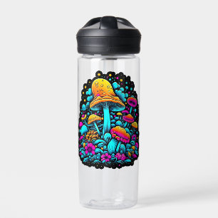 Retro-Neon-Pilze und Blume Trinkflasche