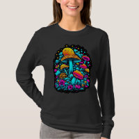 Retro-Neon-Pilze und -Blumen